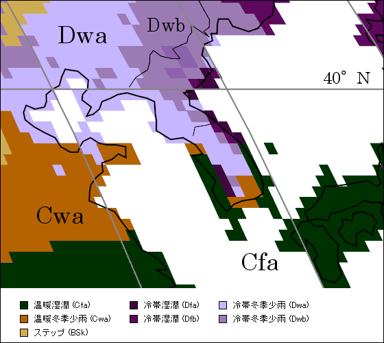 韓国気候地図